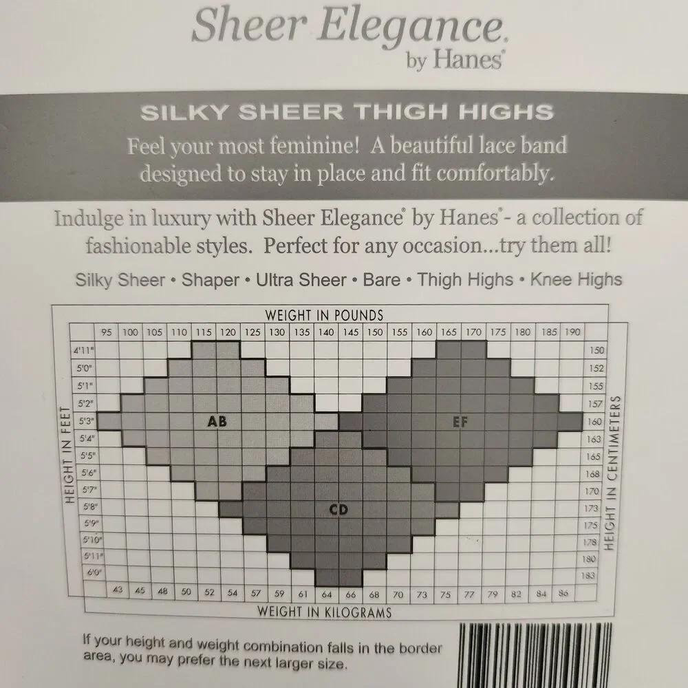 Hanes Sheer Elegance Silky Sheer Thigh Highs Size CD Onyx Black Sheer Toe